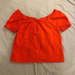 red/orange j. crew blouse